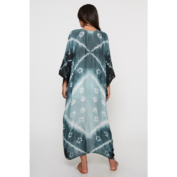 Diamond Tie Dye Split Front Caftan New One Size - Picture 4 of 8